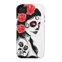 Day of the Dead Sugar Skull Girl - white Case-Mate iPhone 4 Cover