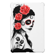 Day of the Dead Sugar Skull Girl - white iPad Mini Cases