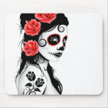 Day of the Dead Sugar Skull Girl - white Mousepads