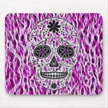 Day of the Dead Sugar Skull - Pink & Purple 2.0 Mousepads
