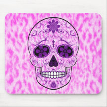 Day of the Dead Sugar Skull - Pink & Purple Mousepads