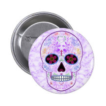 Day of the Dead Sugar Skull - Purple & Multi Color Buttons