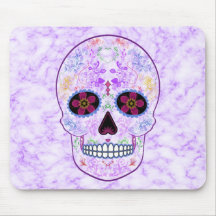 Day of the Dead Sugar Skull - Purple & Multi Color Mousepads