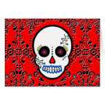 Day of the Dead Sugar Skull - White and Red Cards
