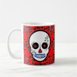 Day of the Dead Sugar Skull - White and Red Mugs