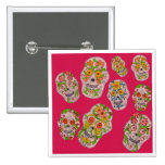 Day of the Dead Sugar Skulls Pin Pink by S Ambrose buttons
