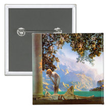 Daybreak - by Maxfield Parrish Pinback Buttons