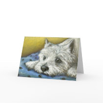 Daydreaming westie greeting cards