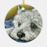 daydreaming westie christmas ornaments