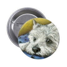 Daydreaming westie pinback buttons