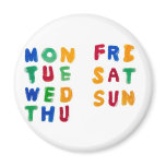Days of the week fridge magnets