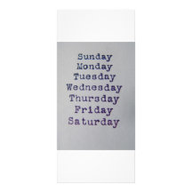 Days OfThe Week Customised Rack Card