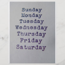 Days OfThe Week Personalised Flyer