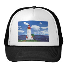 Daytime Lighthouse with Ocean View Painting Mesh Hats