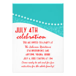 Dazzling Star Curves July 4th Party Invite, Teal