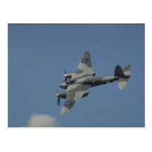 De Havilland Mosquito T3 banking, showing invasion Post Card