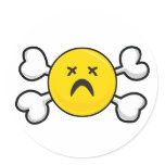 dead depressed smiley Skull and Crossbones stickers