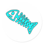 Dead Fish Skeleton Skull Bones Fossil Blue Aqua stickers
