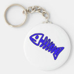 Dead Fish Skeleton Skull Bones Fossil Blue Keychains