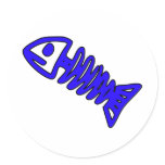 Dead Fish Skeleton Skull Bones Fossil Blue stickers