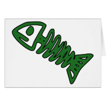 Dead Fish Skeleton Skull Bones Fossil Green Card