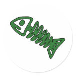 Dead Fish Skeleton Skull Bones Fossil Green stickers