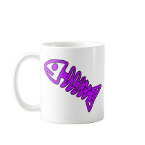 Dead Fish Skeleton Skull Bones Fossil Purple Coffee Mugs