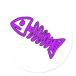 Dead Fish Skeleton Skull Bones Fossil Purple stickers