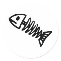 Dead Fish Skeleton Skull Bones Fossil Stickers