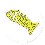 Dead Fish Skeleton Skull Bones Fossil Yellow stickers