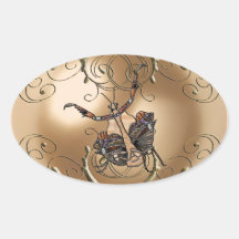Dead Leaf Mantis Oval Sticker