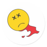 Dead Smiley Face Round Stickers