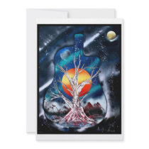 Dead tree red mountains yellow planet space invitations