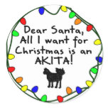 Dear Santa Akita Round Sticker