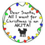 Dear Santa Akita Round Sticker