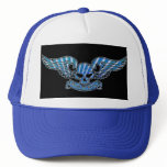 Death or Glory Blue Striped Winged Skull Hat