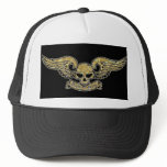 Death or Glory Gold Glitter Winged Skull Hat