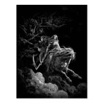 Death riding accross a night sky postcard