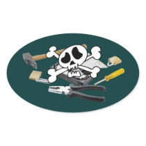 Death'head above hard disc opened oval stickers