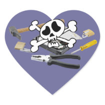 Death'head above hard disc opened heart stickers