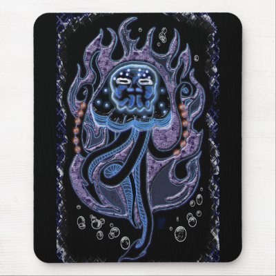 death's head jellyfish mouse mat by wolffreeborn