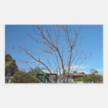 Deciduous tree with single leaf rectangle stickers