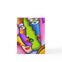Deco Abstract "Beautiful Faces" note card