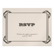 Deco black frame wedding RSVP response enclosure Announcements