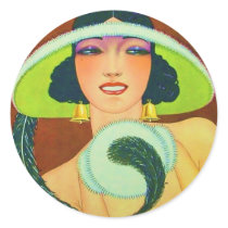 Deco Fashion Girl Round Stickers