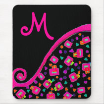 DECO MONOGRAM  Pink Fuchsia Yellow White Black