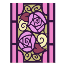 Deco Roses in Pink and Gold Post Cards