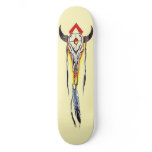 DECORATED BISON SKULL SKATEBOARD