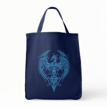Decorated Blue Tribal Phoenix Tote Bag