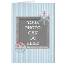 Decorative Blue Pink White Winter Icy Snowflakes Greeting Card